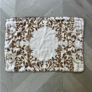 Dwell Studio 100% Linen Placemat Leaf Botanical Cream Ivory Brown Taupe